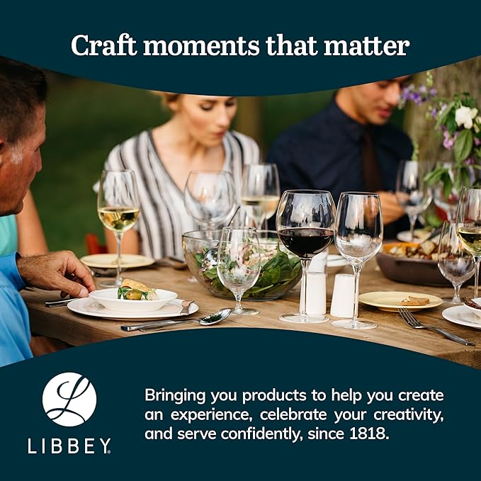 Libbey Classic Glass Goblets Set Of 12, Dishwasher Safe 16.25 Oz Drinking Goblets for Tea, Sangria and More, Ideal Stemmed Water Glasses for Parties
