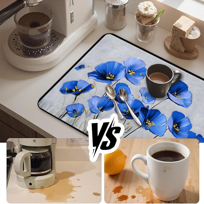 Blue Floral Stove Top Cover 28.3 x 20.5 Inches, Heat Resistant Glass Stove - Image 4