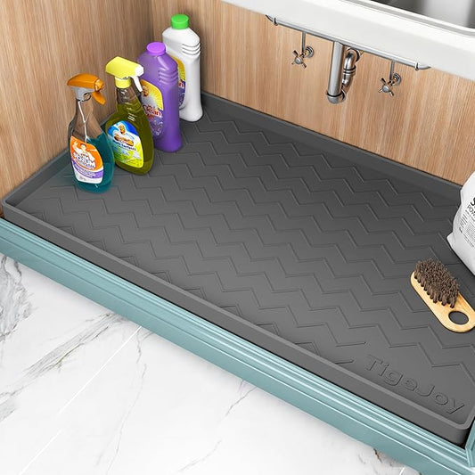 TigeJoy 40" x 19" Under Sink Mats for Kitchen Waterproof, Leak-Proof Silicone Mat Sink Protector and Cabinet Liner, Kitchen Essentials Organizer and Storage, Boot or Shoe Tray, Pet Feeding Mat
