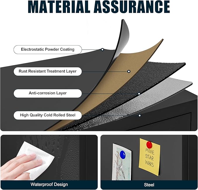 71" Tall Metal Storage Cabinet with 2 Doors and 4 Adjustable Shelves, 5-Tier Kitchen Pantry Storage Cabinet for Kitchen, Living Room, Dining Room and Office, Black