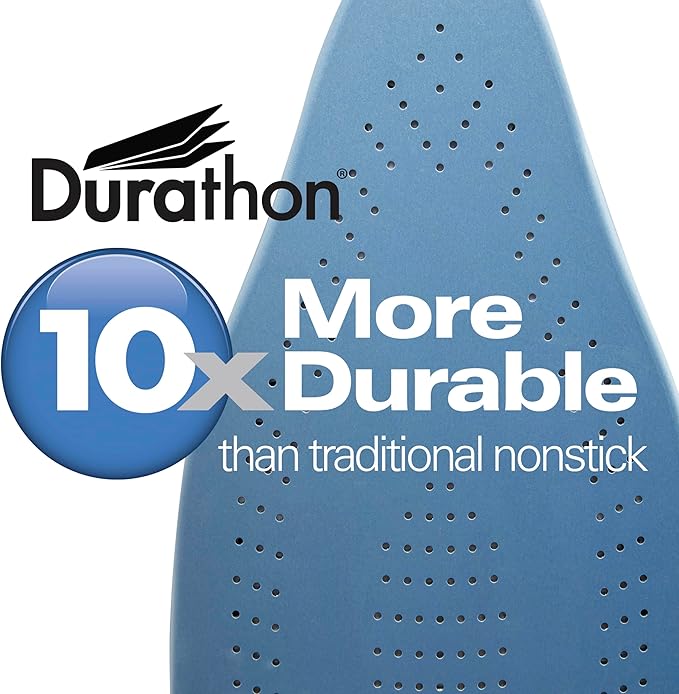 Hamilton Beach Steam Iron & Vertical Steamer for Clothes with Scratch-Resistant Durathon Soleplate, 8' Retractable Cord, 3-Way Auto Shutoff, Anti-Drip, 1800 Watts, Silver and Blue (Pack of 2)