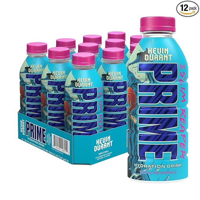 PRIME Hydration KEVIN DURANT Sports Drinks, Electrolyte Enhanced for Replenishing Fluids 250mg BCAAs, B Vitamins, Antioxidants, Low Sugar, 16.9 Fl Oz, 12 Pack
