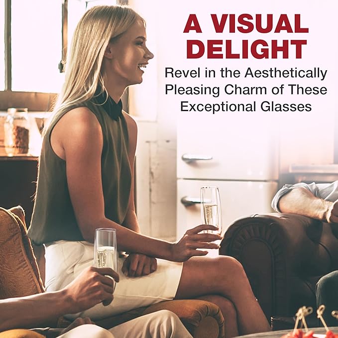 Eparé Stemless Champagne Flutes Glass - Set of 4 Double Wall Champagne Glasses for Mimosas, Prosecco, and Cocktails - Modern Lightweight Glass Stemless Flute Glasses for Celebrations