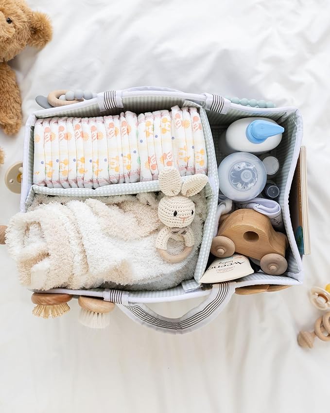 Lily Miles Baby Diaper Caddy Organizer - Large Tote Bag for Newborn essentials Boy or Girl - Baby Shower Basket - Nursery Must Haves - Registry Favorites - Newborn Caddie Car Travel