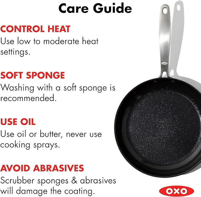 OXO Enhanced Hard Anodized Nonstick 12-Inch Frying Pan, Dishwasher Safe, PFAS-Free Ceramic Skillet, Oven & Broiler Safe to 600°F, Durable Kitchen Cookware, Stainless Steel Handle, Storm Blue