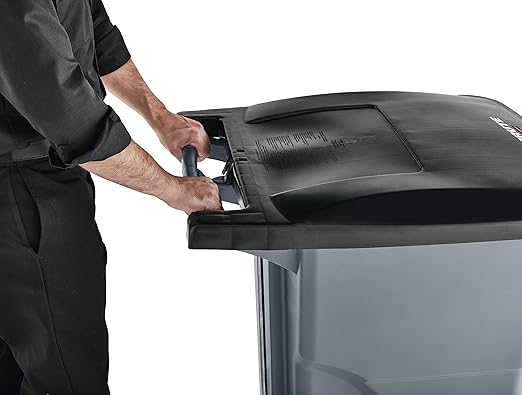 Rubbermaid Commercial Products BRUTE Rollout Trash/Garbage Can/Bin with Wheels, 50 GAL, Blue, for Restaurants/Hospitals/Offices/Back of House/Warehouses, Pack of 2