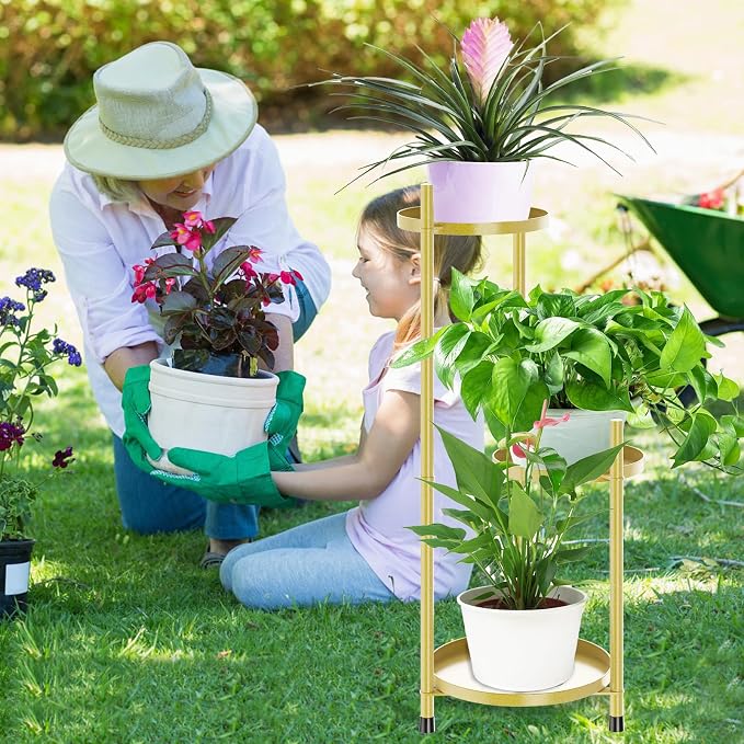 3 Tier Plant Stand Indoor Tall, Metal Flower Pot Stands Outdoor Holders Plant - Image 4