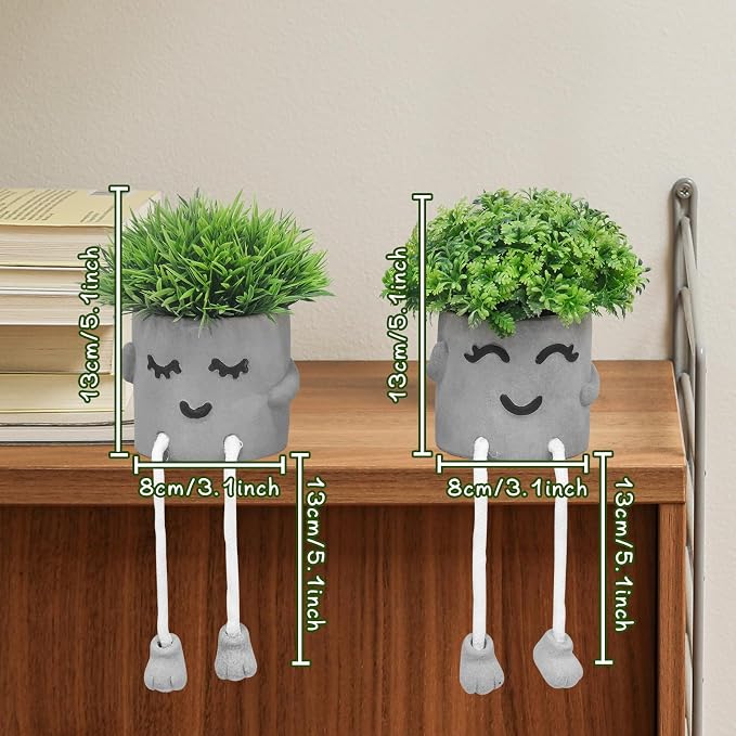 MAKHOT Set of 2 Artificial Succulent Plants in Pots, Fake Plant Faux Succulents - Image 5