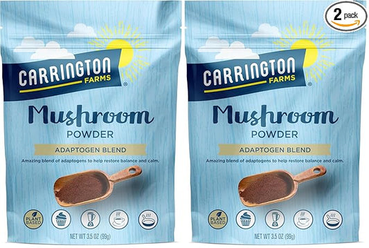 Carrington Farms Mushroom Powder – Wellness Blend of Lion’s Mane, Reishi, & Chaga for Nutrition Boost – Daily Superfood Formula of Adaptogens (3.5 oz) (Pack of 2)