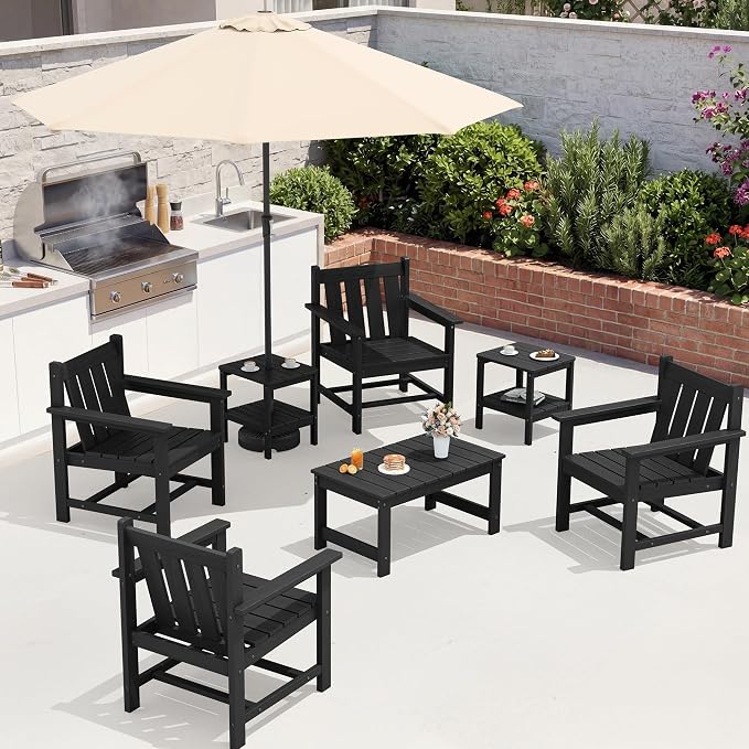 SEWRWALL Patio Furniture Set, HDPE Material All Weather Use Adirondack Chair Set - Image 5