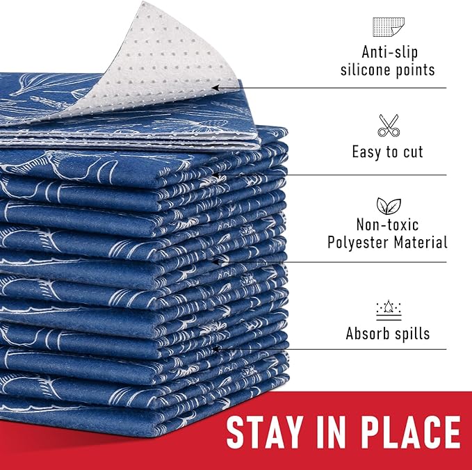 Cooyes Large Fridge Liners for Refrigerator, 17.7" × 24", Drawer & Shelf Liners for Kitchen Cabinets Non-Adhesive, Breathable Cloth Material, Non-Slip, Keep Produce Fresh Longer