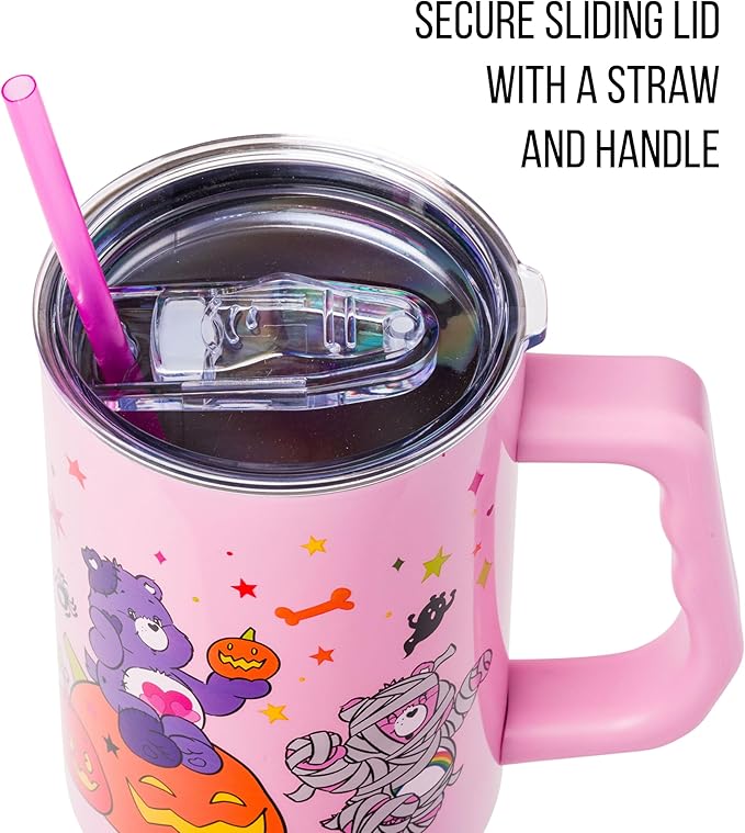 Silver Buffalo Care Bears Tumbler - Harmony, Cheer, Share & Trick-or-Sweet Bears - Stainless Steel, 40 Ounces, Fits Standard Cup Holder