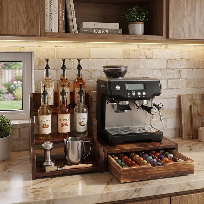Wood Coffee Bar Organizer Station - Image 6