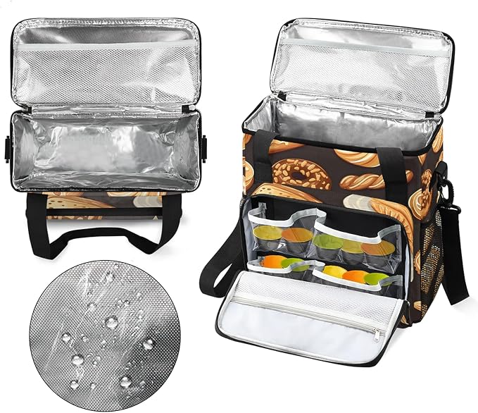 Bakery Coffee Maker Travel Bag, Bread Food Insulated Grocery Bag Travel Picnic - Image 3