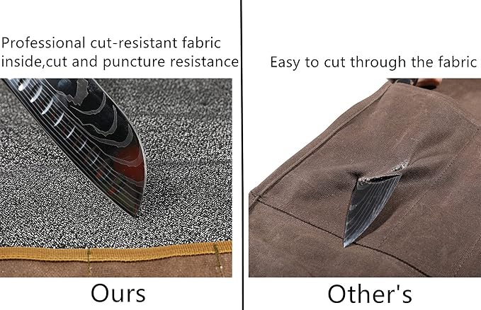 Denifiter Professional Chef's Knife Bag with Anti Cutting Fabric Inside, Heavy Duty 16oz Waxed Canvas Knife Roll, 11 Slots & Durable Handle Adjustable Shoulder Strap (Grey)