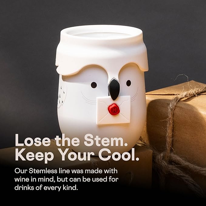 Corkcicle Stemless Insulated Wine Glass Tumbler - Keeps Beverages Cold 6 Hours & Hot 3 Hours - Stainless Steel - Easy-Grip - Summer Drinkware Gift - Keeps Drinks Ice Cold - 12 oz - Hedwig