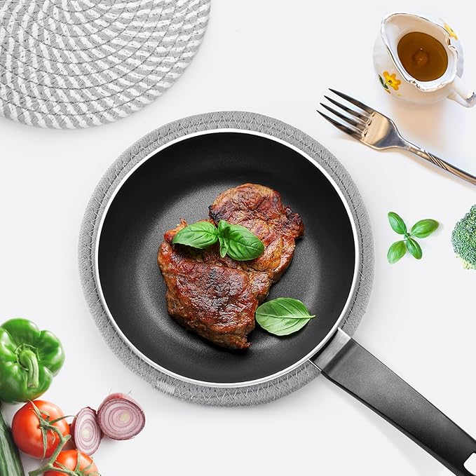 8" Trivets for Hot Dishes, Hot pots and Pans,6 Heat Resistant Hot Pads and Storage Basket 1 Pack,Pot Holders for Kitchen, Hot Plate Mats for Kitchen Countertops