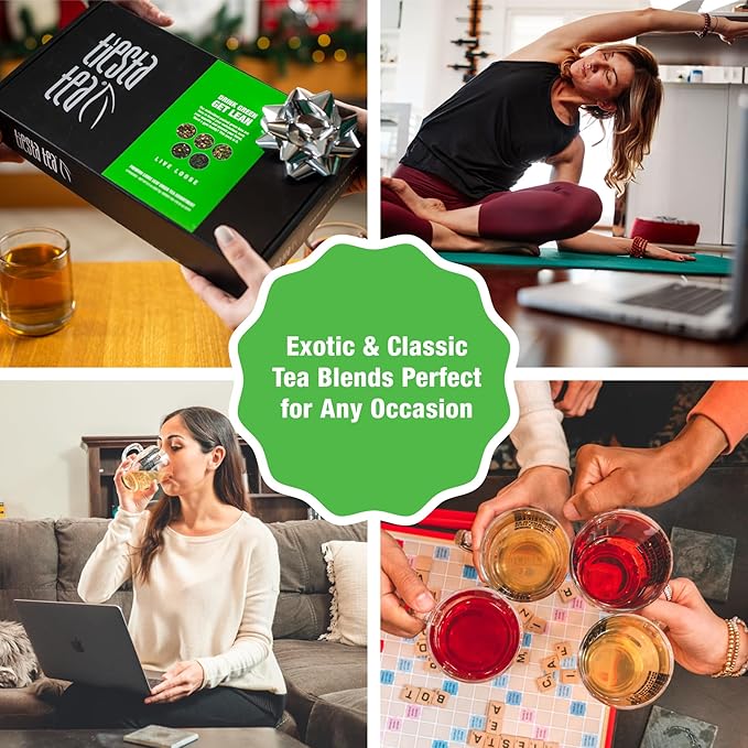 Tiesta Tea - Green Tea Gift Box, Loose Leaf, Medium Caffeinated Variety Pack, Make Hot & Iced Brews, 5 Pouches of Assorted Blends with Chinese Gunpowder, Chinese Jasmine, and Fruity Green