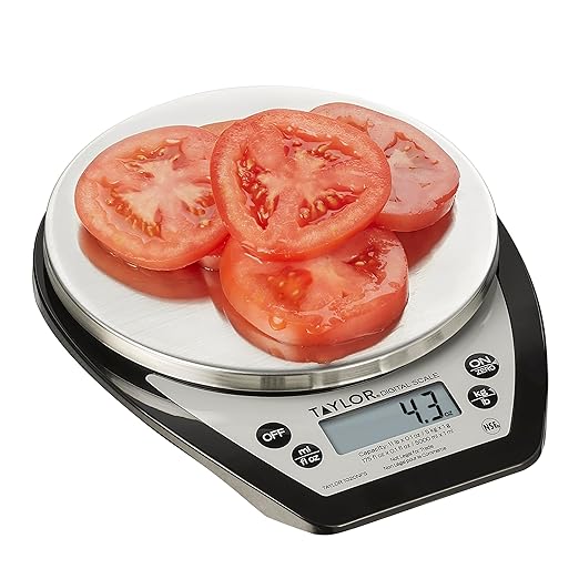 Taylor 1020NFS Compact Digital Scale, Multi-Functional Food Scale for Precise Weight Measuring and Portion Control, Tare Function, NSF, Stainless Steel Platform