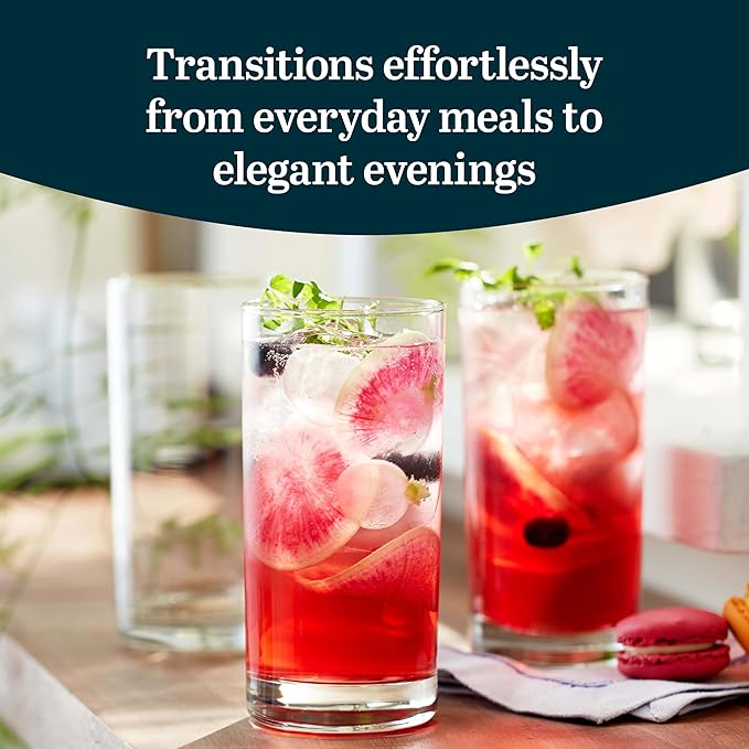 Libbey Heavy Base Drinking Glasses Set of 8, 15.5 Oz Elegant, Weighted Clear Water Glasses, Dishwasher Safe Glass Cups Set for Parties, Birthdays