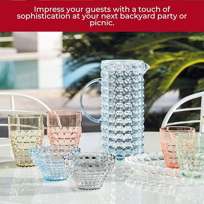 GUZZINI Tiffany Bulb Pitcher with Spout - Clear, Chip Resistant, Unbreakable & BPA-Free, Water Jug, Iced Tea Pitcher for Restaurant & Home, Made in Italy