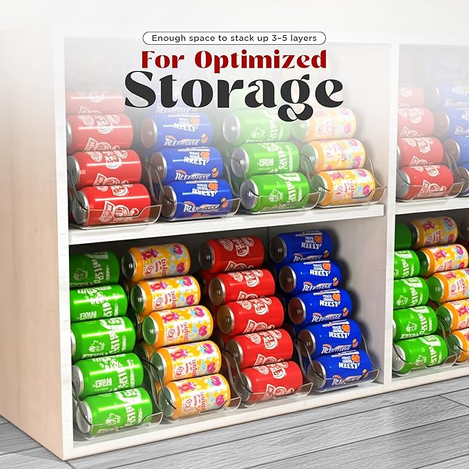Utopia Kitchen Soda Can Organizer and Dispenser for Refrigerator/Pantry - Durable Can Storage Organizer Fridge & Kitchen Organization - (Clear, Set of 4)