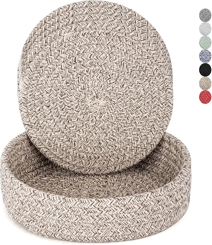 Trivets for Hot Dishes, Pots and Pans, Hot Pads with Storage Basket, Pot Holders for Kitchen, Heat Resistant Mat Protect Counter Home Essentials, Farmhouse Decor (Brown 4 PCS)