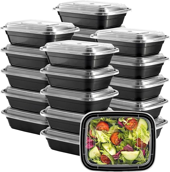 GUSTO [12 oz - 50 Count 1-Compartment Meal Prep Containers with Lids – Reusable, Microwaveable, Dishwasher & Freezer Safe, BPA-Free Food Storage Boxes for Portion Control (Formerly Comfy Package)