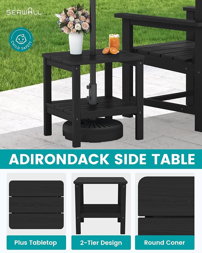 SEWRWALL Patio Furniture Set, HDPE Material All Weather Use Adirondack Chair Set - Image 2