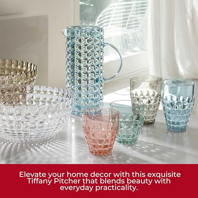 GUZZINI Tiffany Bulb Pitcher with Spout - Clear, Chip Resistant, Unbreakable & BPA-Free, Water Jug, Iced Tea Pitcher for Restaurant & Home, Made in Italy