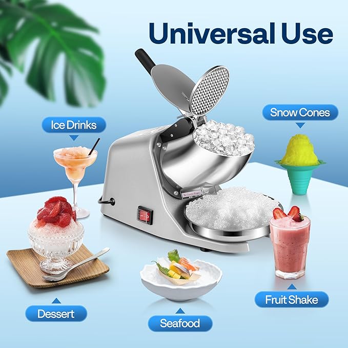 VIVOHOME Electric Ice Shaver Snow Cone Maker Machine Silver 143lbs/hr with Ice Pick for Home and Commercial Use