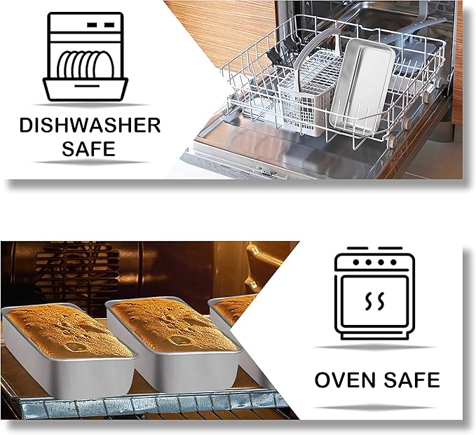 TeamFar Loaf Pan Set of 3, 9 x 5 Inch Bread Loaf Meatloaf Pan Stainless Steel for Baking Bread Cake Toast Brownies, Healthy & Sturdy, Oven & Dishwasher Safe