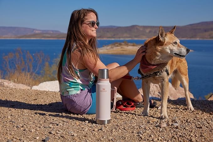 Stanley Classic Legendary Vacuum Bottle 1.5 qt | Wide Mouth with Leakproof Cup Lid | Keep Drinks Hot or Cold | Packable for Travel | Insulated Stainless Steel Thermal Bottle | BPA-Free | Rose Quartz