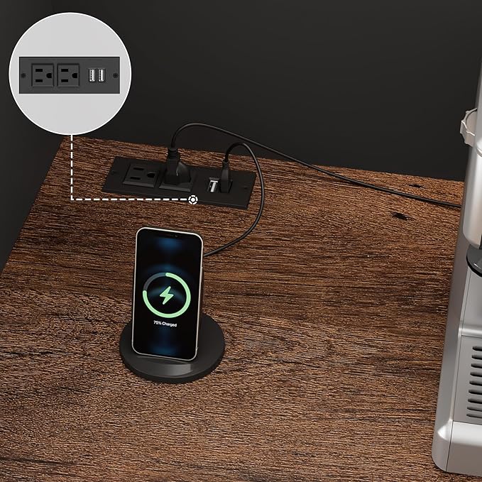 FINETONES 71" Pantry Cabinet with LED Light and Charging Station, Kitchen Pantry Cabinet with Microwave Stand, Kitchen Hutch Food Storage Cabinet with Outlet and Wine Racks, Black