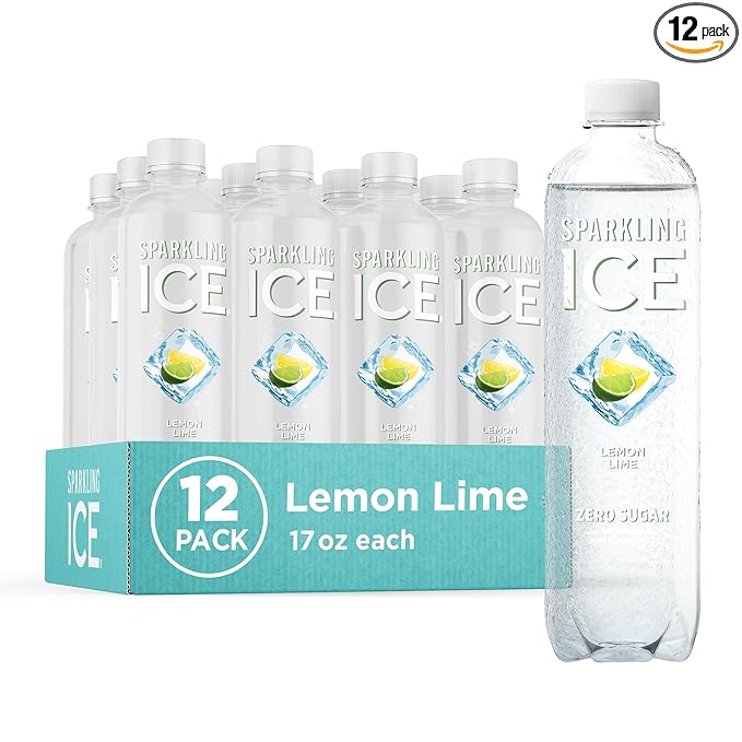 Sparkling Ice, Lemon Lime Sparkling Water, Zero Sugar Flavored Water, with Vitamins and Antioxidants, Low Calorie Beverage, 17 Fl Oz (Pack of 12)