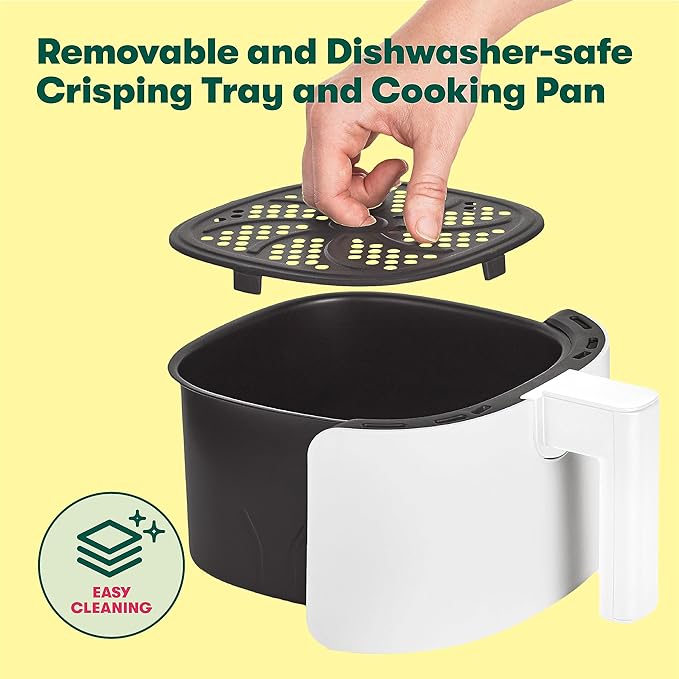 BELLA 2.9QT Manual Air Fryer, No Pre-Heat Needed, No-Oil Frying, Fast Healthy Evenly Cooked Meal Every Time, Removeable Dishwasher Safe Non Stick Pan and Crisping Tray for Easy Clean Up, Matte White