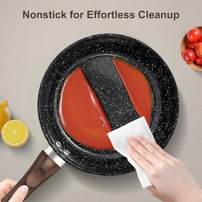 Pots and Pans Set Non Stick, 12pcs Black Ceramic Cookware Set, Non-toxic Induction Cookware Kitchen Cooking Set, PFAS and PFOA Free