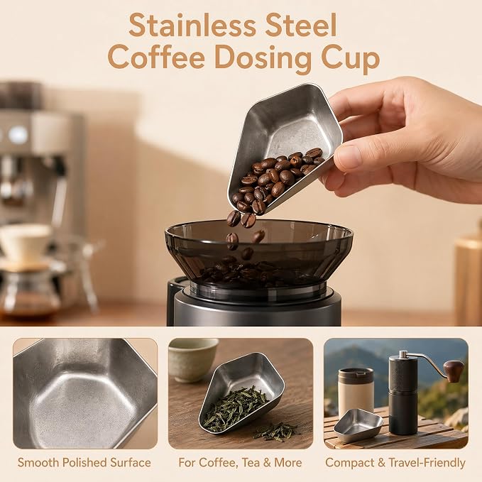 Coffee Dosing Cup, Premium Stainless Steel Bean Tray, Precise Measurement - Image 6