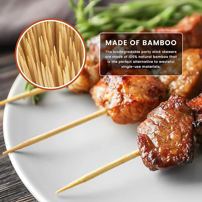 DecorRack Natural Bamboo Skewer Sticks, 400 Pack of 6 inch Organic Wooden Barbecue Kabob Skewers, Best for Grill, BBQ, Kebab, Marshmallow Roasting or Fruit Sticks