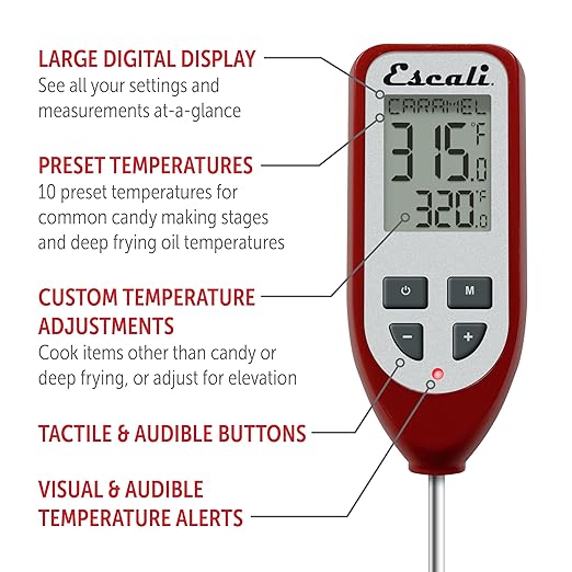 Escali DHC1 Digital Deep Fry Thermometer and Candy Thermometer with Pot Clip and Oil Temperature Gauge for Frying