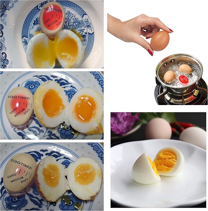 Kare & Kind Egg Timer 2X Pack - Color Changing Indicator - Soft, Medium and Hard Boiled Eggs - Heat Sensitive - Safe Durable Kitchen Aid - Gift and Home Use
