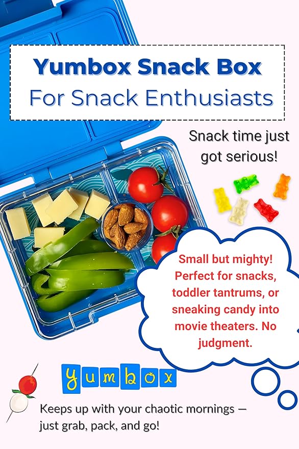 Yumbox Snack Box - 3 Compartment - Leakproof Bento Lunch Box for Kids (Surf Shark)