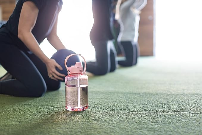 Simple Modern Half Gallon 64 oz Water Bottle with Push Button Silicone Straw Lid & Motivational Measurement Marker | Large Reusable Tritan Plastic Water Jug | Summit Collection | Sweet Taffy