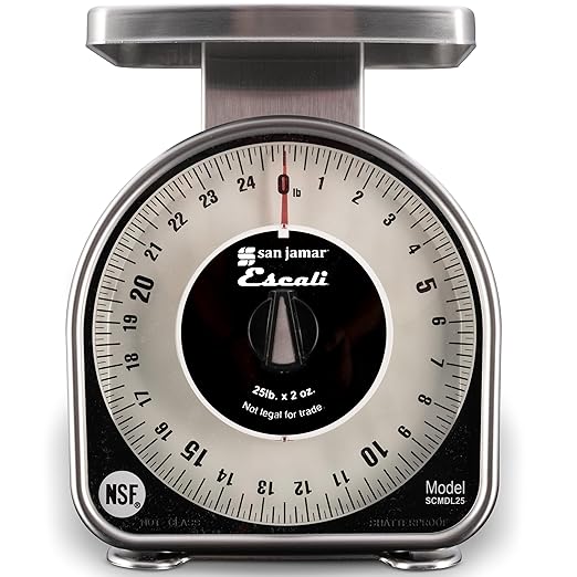 San Jamar SCMDL25 Mechnical Dial Food/Kitchen Scale, 25 lb Capacity
