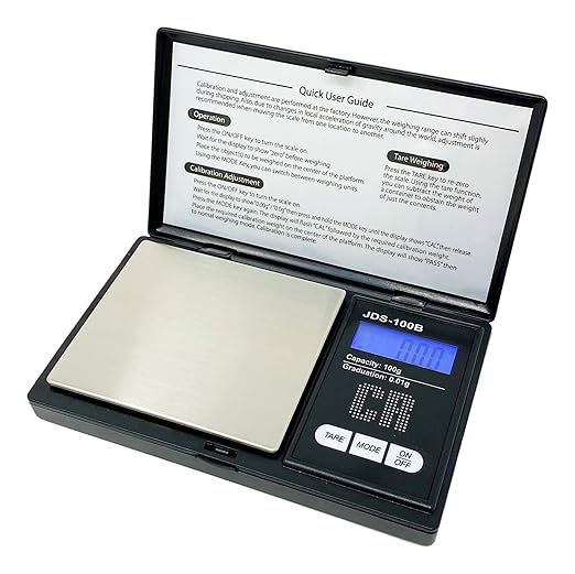 CR Scale Premium Digital Food Scale - 100g by 0.01g, Black, Portable (JDS-100B) (Battery Included)