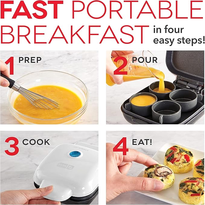 DASH Deluxe Sous Vide Style Egg Bite Maker with Silicone Molds for Breakfast Sandwiches, Healthy Snacks or Desserts, Keto & Paleo Friendly, (1 large, 4 mini) - Black