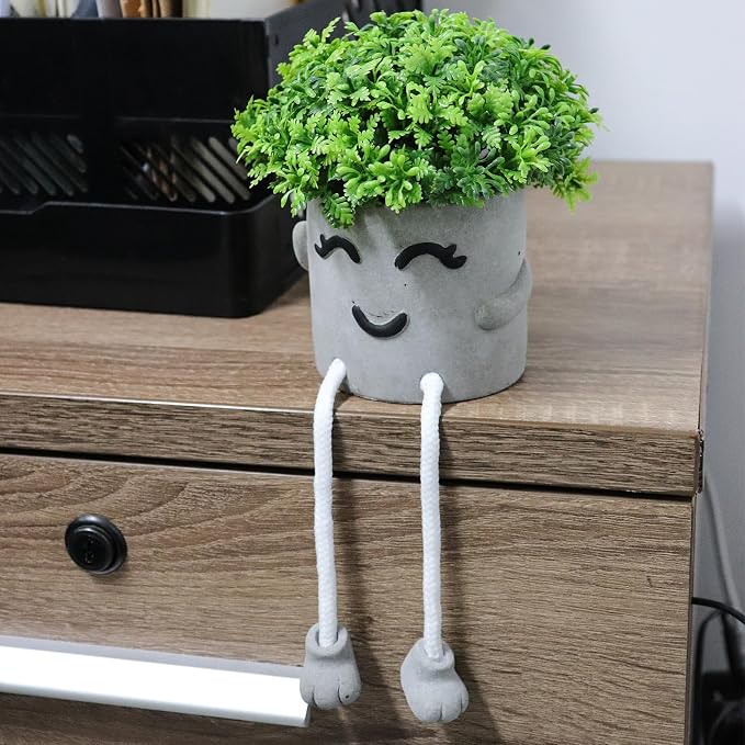 MAKHOT Set of 2 Artificial Succulent Plants in Pots, Fake Plant Faux Succulents - Image 3