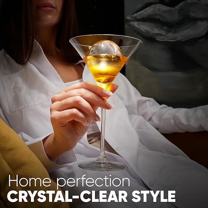 Berlinzo Premium Clear Ice Ball Maker Mold - 4 Large 2.1-inch Crystal Clear Ice Spheres for Whiskey & Cocktails - Easy-to-Remove Ice Round Mold - Storage Bag & Silicone Inserts Included (Non-Electric)