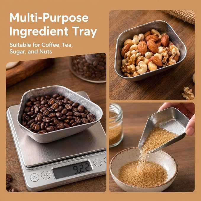 Coffee Dosing Cup, Premium Stainless Steel Bean Tray, Precise Measurement - Image 2