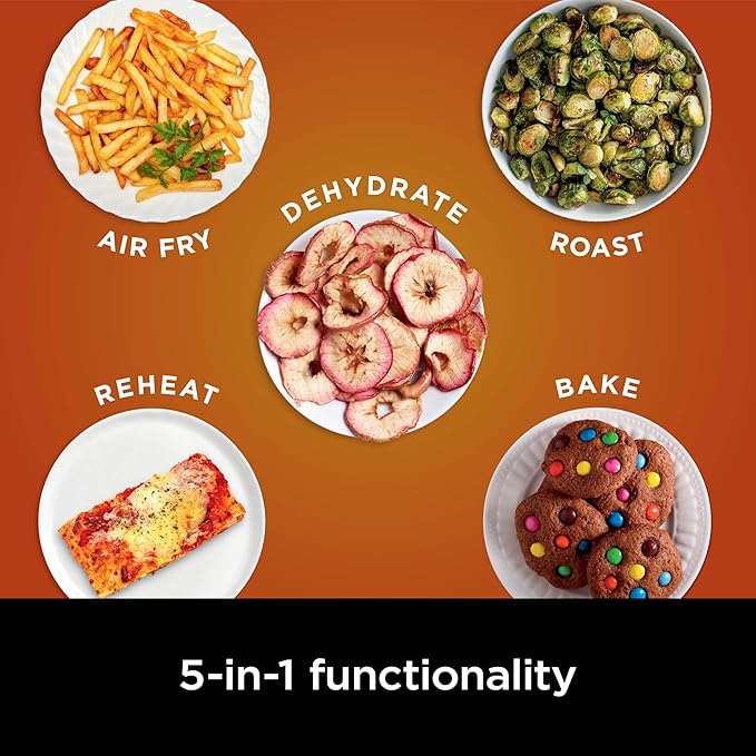 Ninja | Air Fryer | 5 QT Capacity | 5-in-1 Air Fry, Bake, Roast, Reheat, & Dehydrate | Air Crisp Technology | Nonstick Basket & Crisper Plate | Grey | AF142